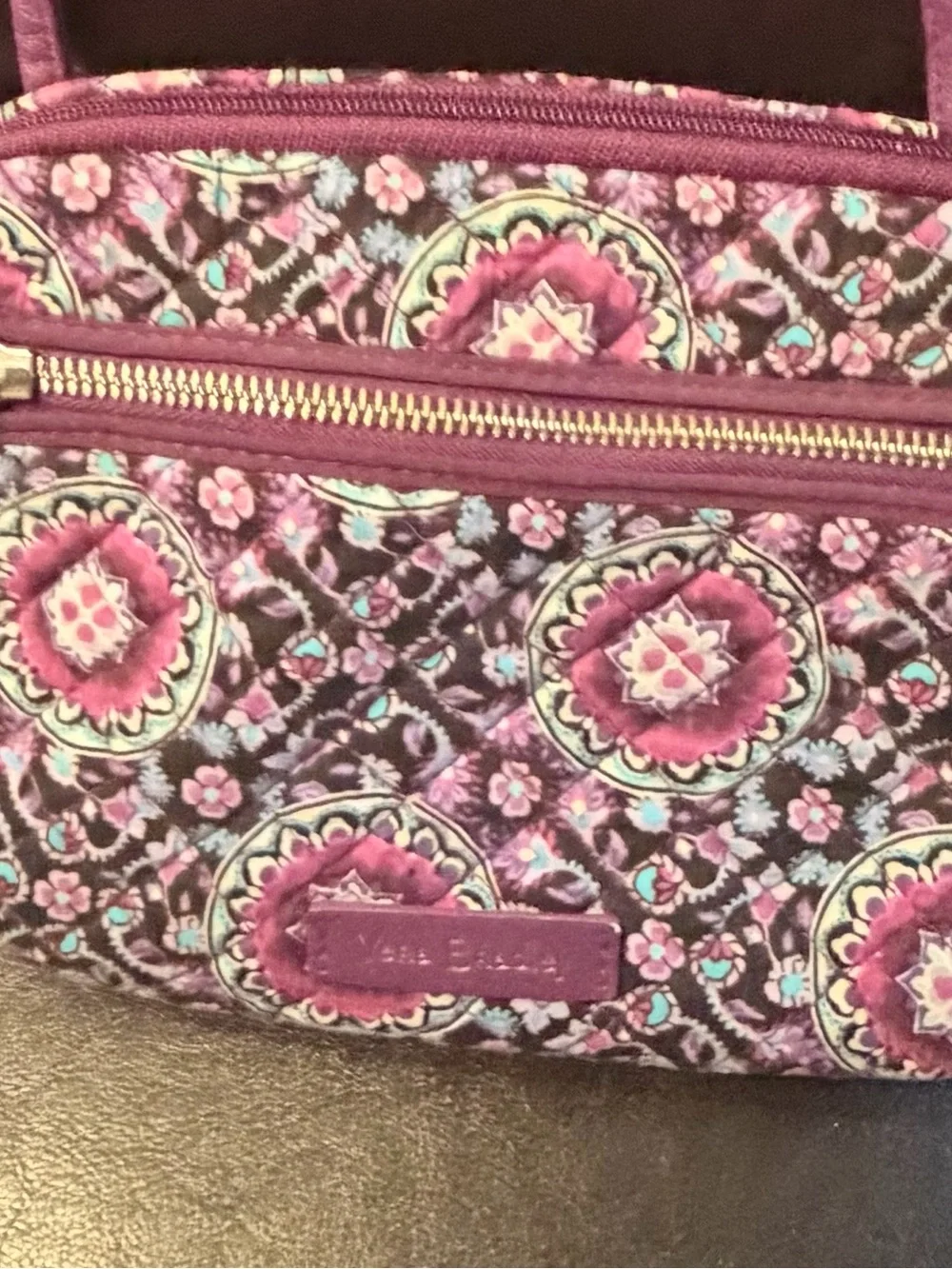 Vera Bradley Purple Quilted Floral Medallion Crossbody